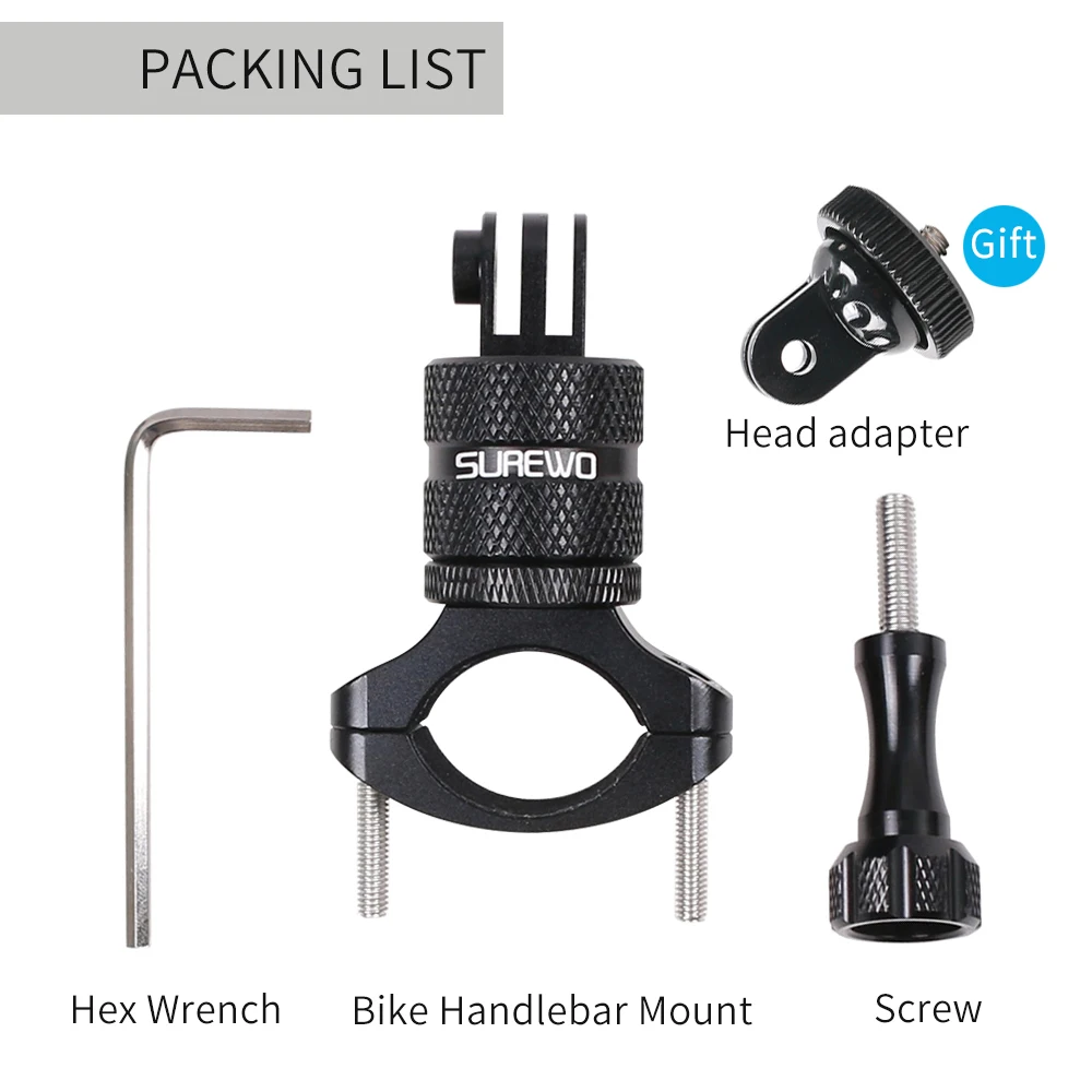SUREWO Mounting Bike Action Cameras Mountain Bike Mount for GoPro Hero 6 5 Black DJI Osmo Action and More