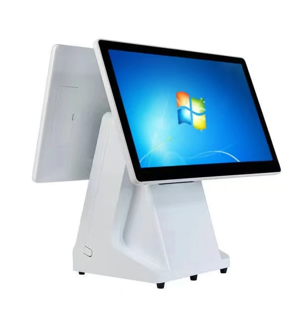 15 6 дюймов Windows All In One pos система двойной экран точки продажи кассовый аппарат с 80 мм Термопринтер