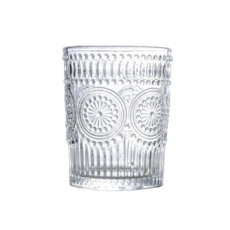 two sizes embossed lead-free crystal sunflower relief texture whisky beer glass cup