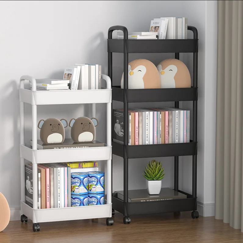 Wheeled trolley Toilet storage rack Living room floor mobile snack storage rack Multi-layer household storage rack