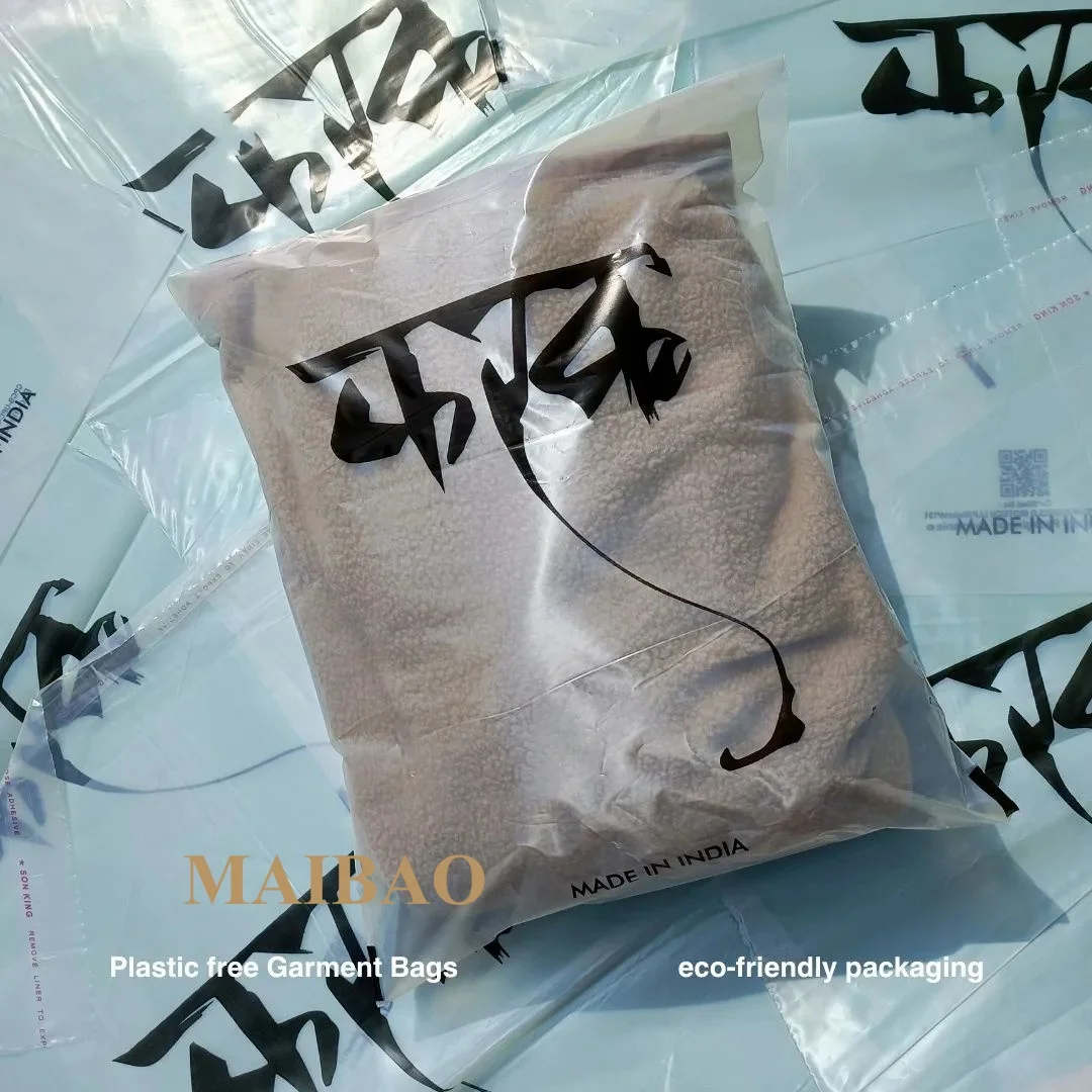 Новое поступление изготовленный из кукурузного крахмала 17x25 100% биоразлагаемые мешки для одежды на молнии отправки пластиковые