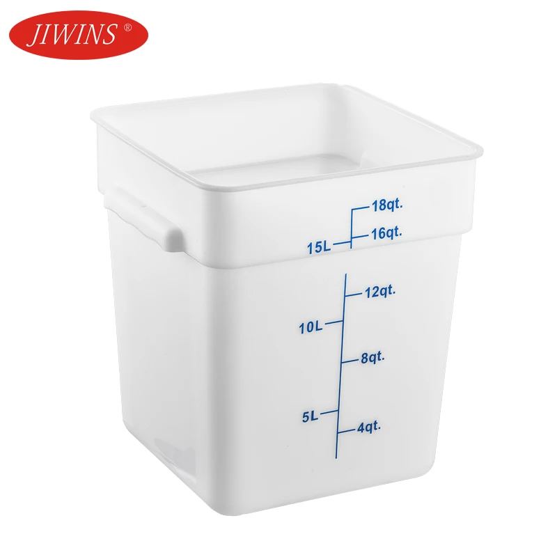 Jiwins Commercial Pc Pp Polycarbonate Ingredient Bin Box Clear White Square Round Food Storage Container With Lid for Restaurant
