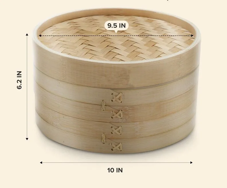 Home Natural Bamboo 10 inch Steamer Basket Food Steamer traditional Dumpling Steamer for vegetables meat