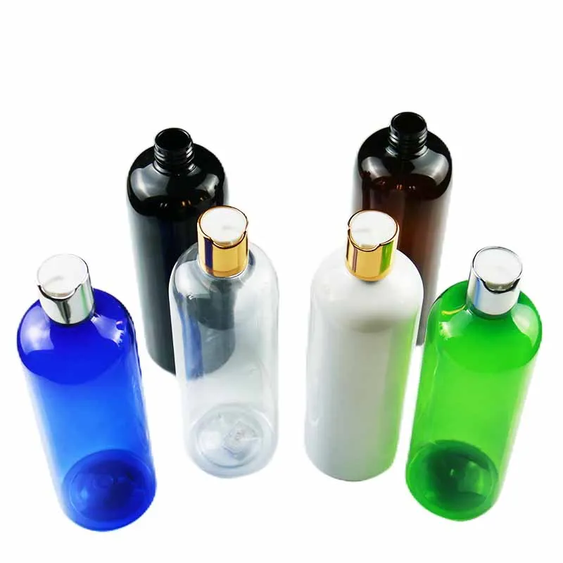PET Plastic Lotion Bottles 200ML 250ML 300ML 500ML Black Cosmetic Body Wash Shampoo Shower Gel Refillable Bottle with Disc Cap