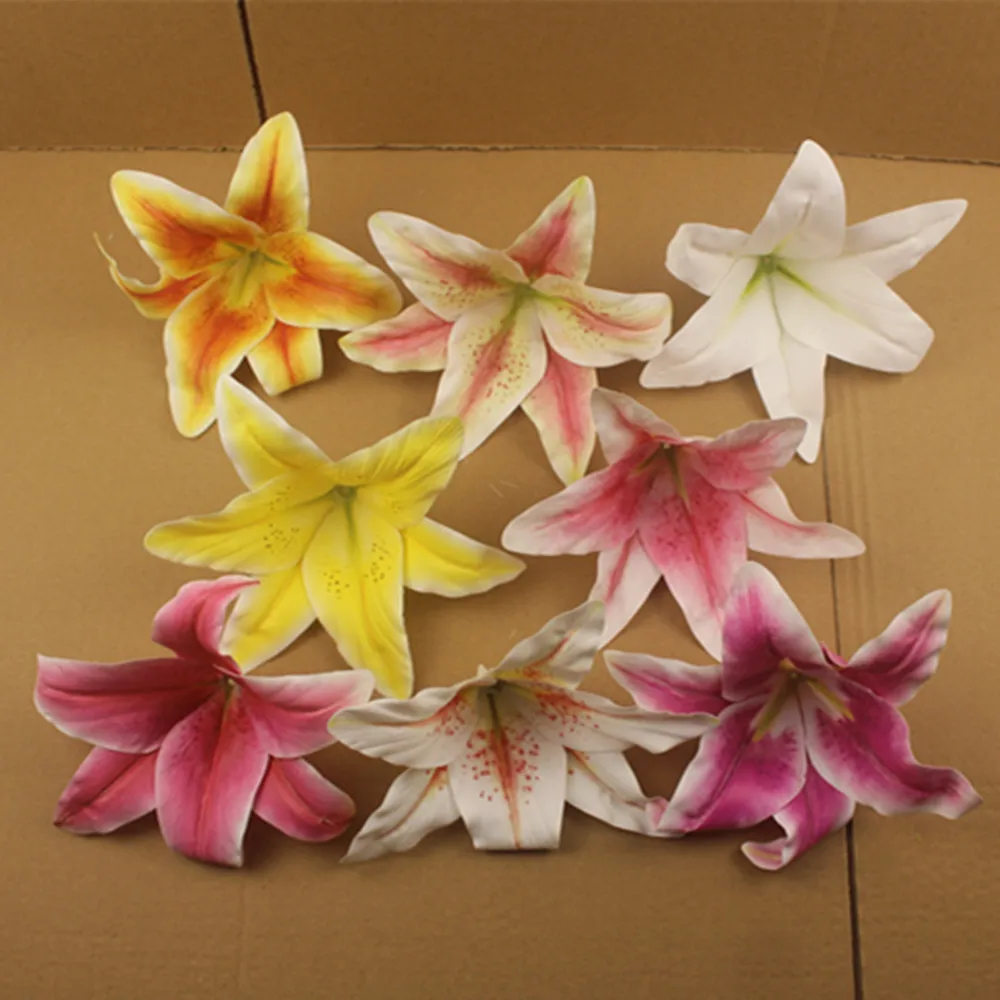 high quality silk single lily flower artificial flower head for wedding home party garden flower decoration