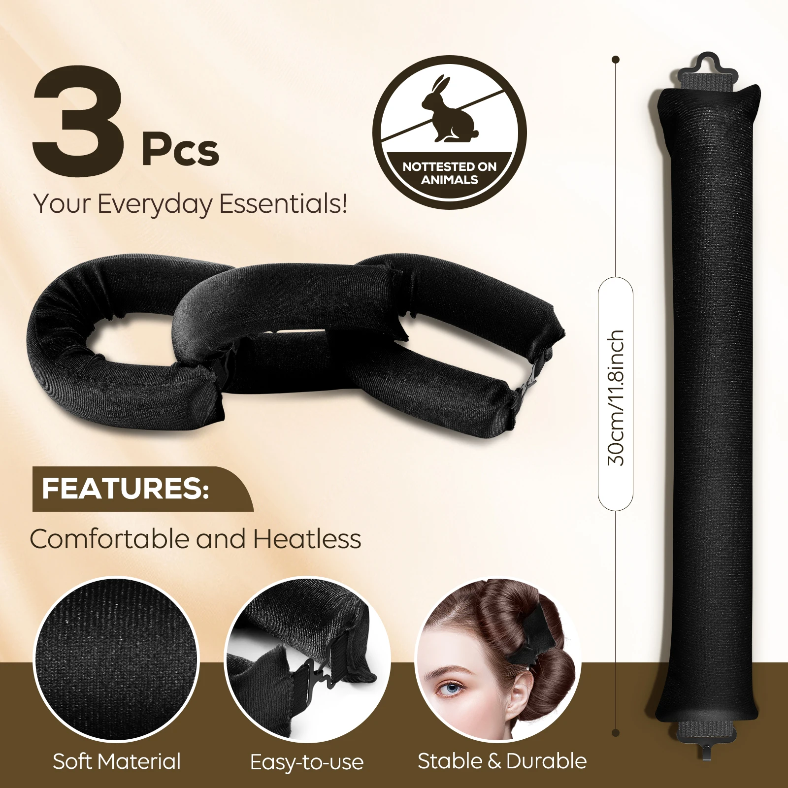 6 Colors Portable No Heat Curling Rod Headband Sleeping Hair Roller Professional Wave Cordless Heatless Silk Hair Curler