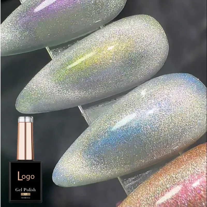 New Holographic Glitter Colorful Crystal Diamond Magnetic Nail Aurora Cat Eye Gel Polish