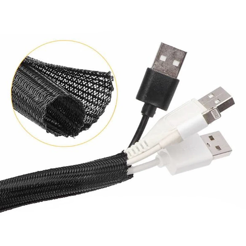 Self Wrap Around Split PET Braided Cable Wire Sleeving
