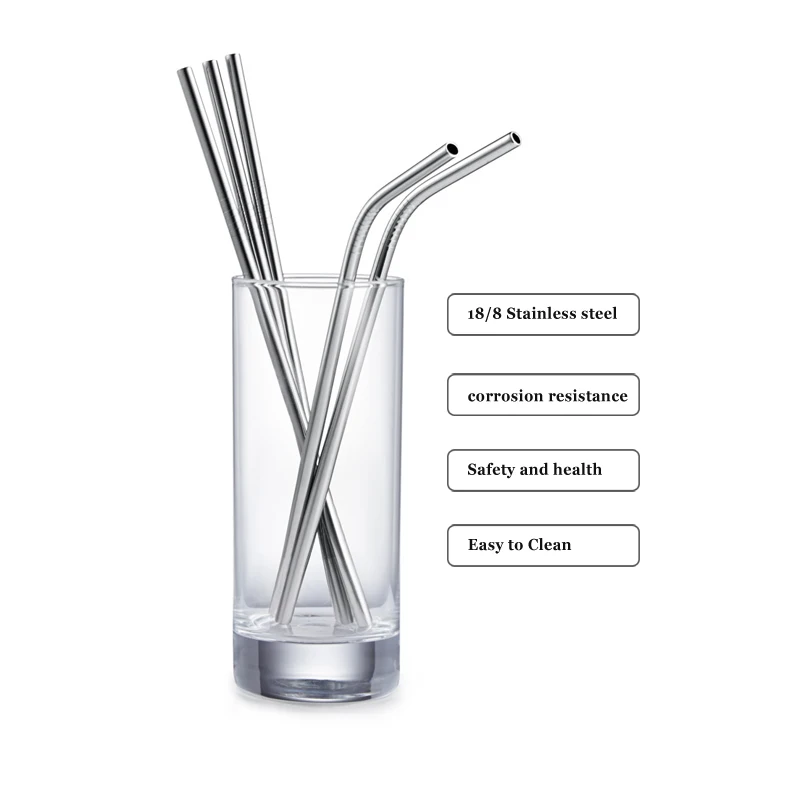 5pcs Eco Friendly Reusable Stainless Steel Drinking Straw