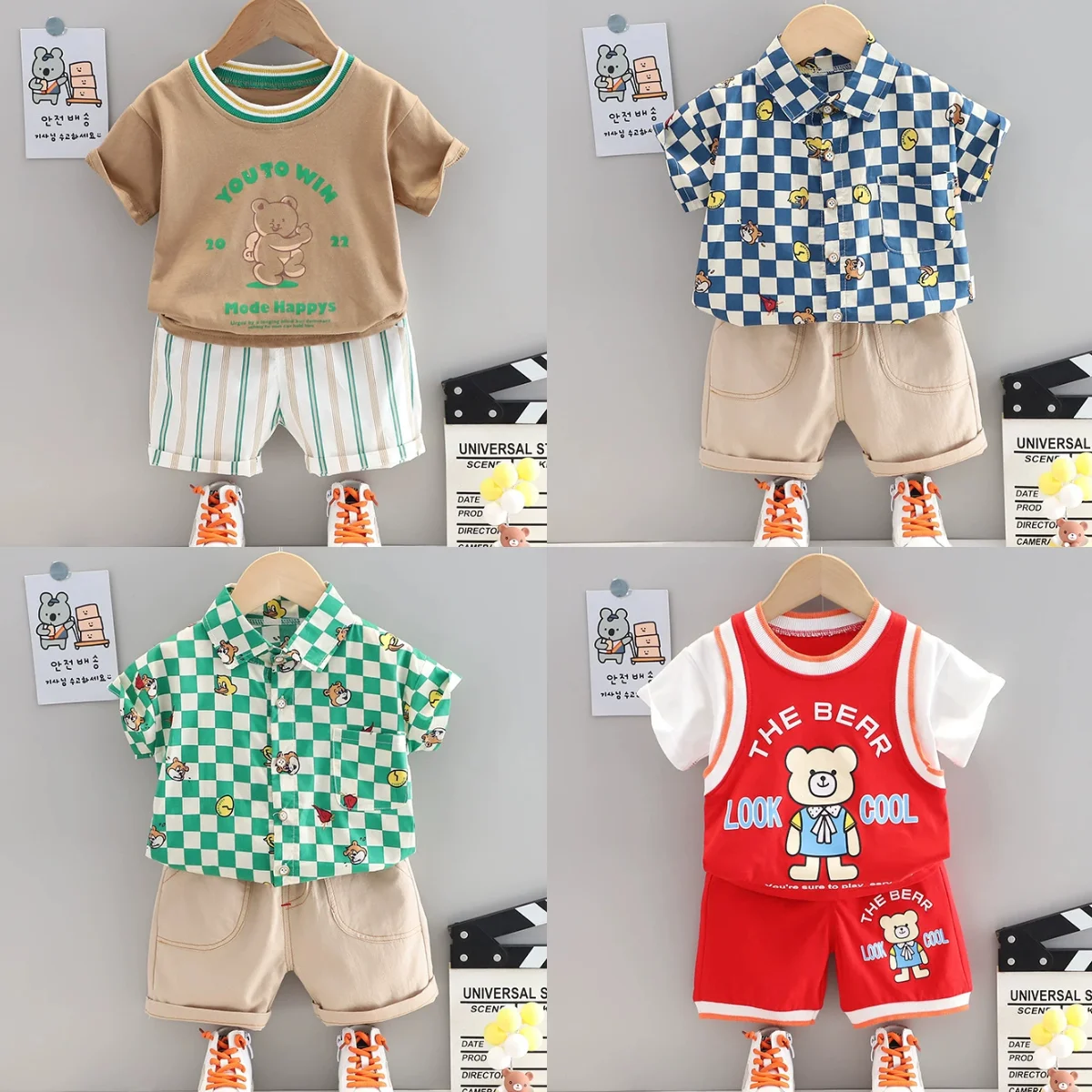 Оптовая продажа детская одежда костюмы повседневная для мальчиков футболка с принтом шорты хлопковые детские