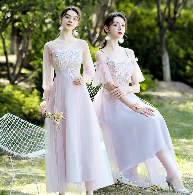 
Wholesale Elegant Plus Size Lace New Cheap Women Blue Bridesmaid Dresses 