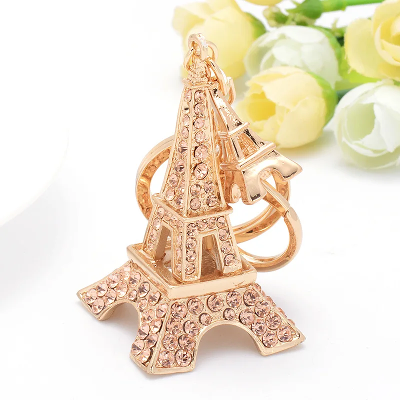 Jewel Beauty 3D Cubic Eiffel Tower Bling Zinc Alloy Crystal Rhinestone Keychain For Car Phone Purse Bag Decoration Eiffel Tower