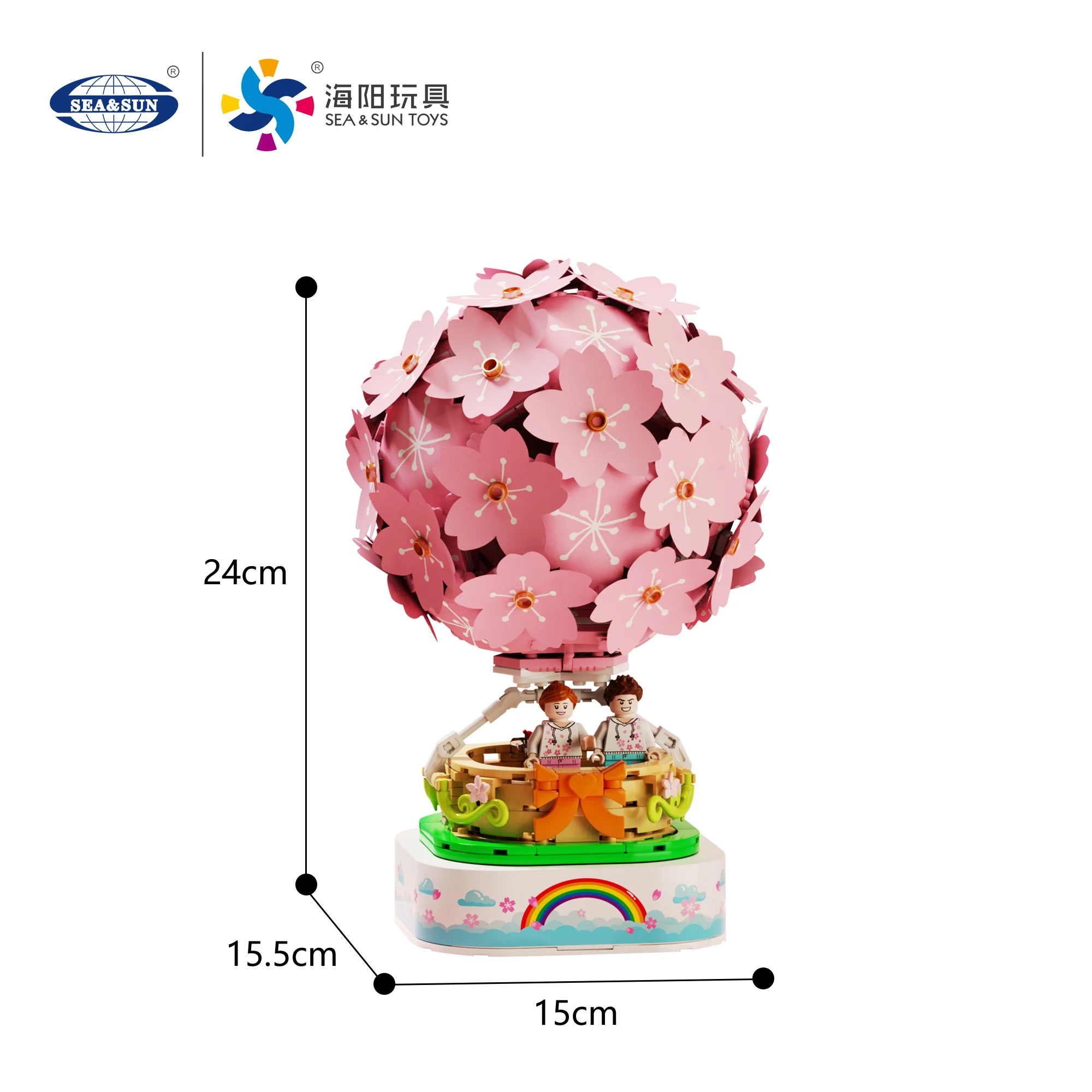 Japanese Street View - Cherry Blossom hot air balloon self-contained building blocks