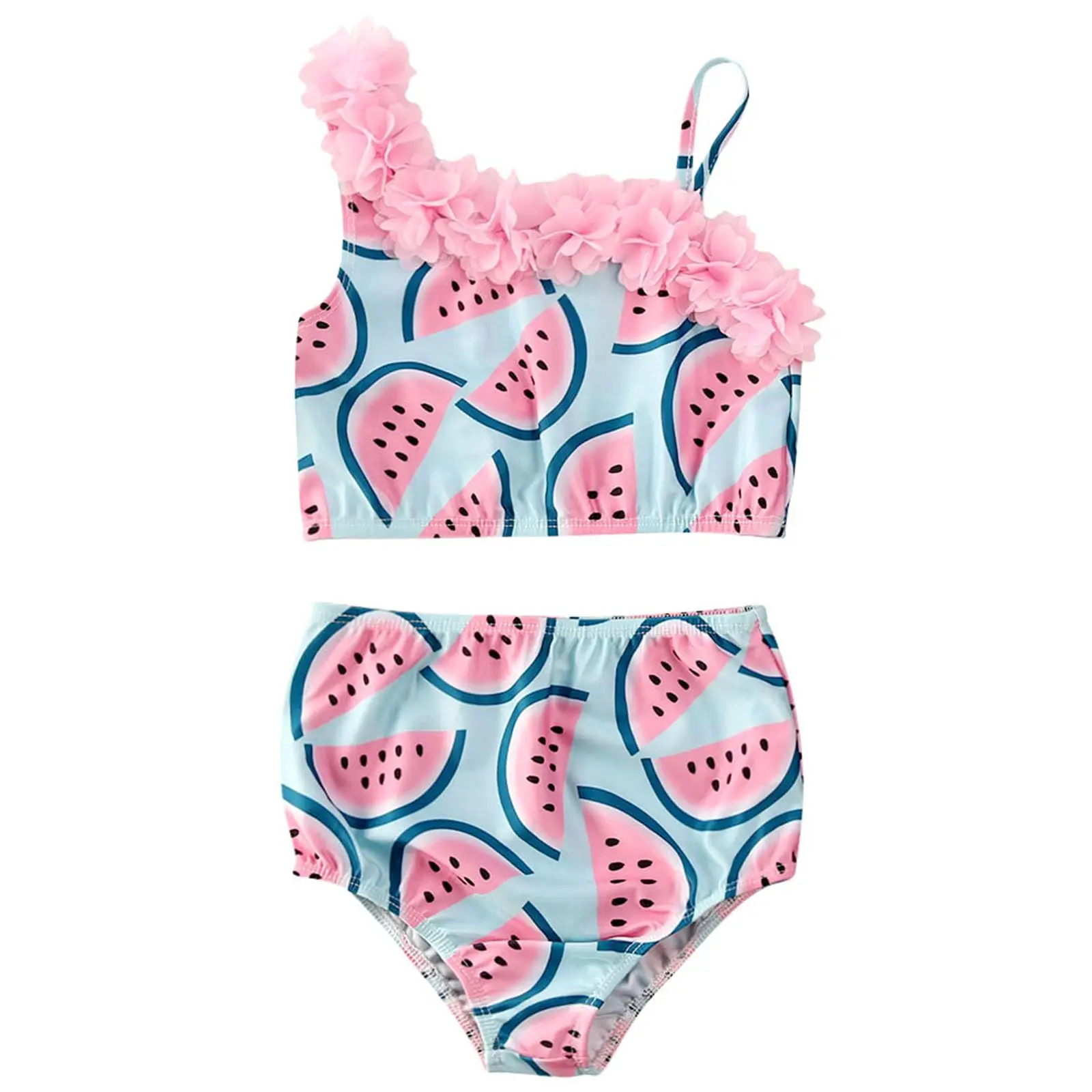Customized Summer Vacation Kids 2 Piece Bathing Suits Fruit Print Swimwear For Children