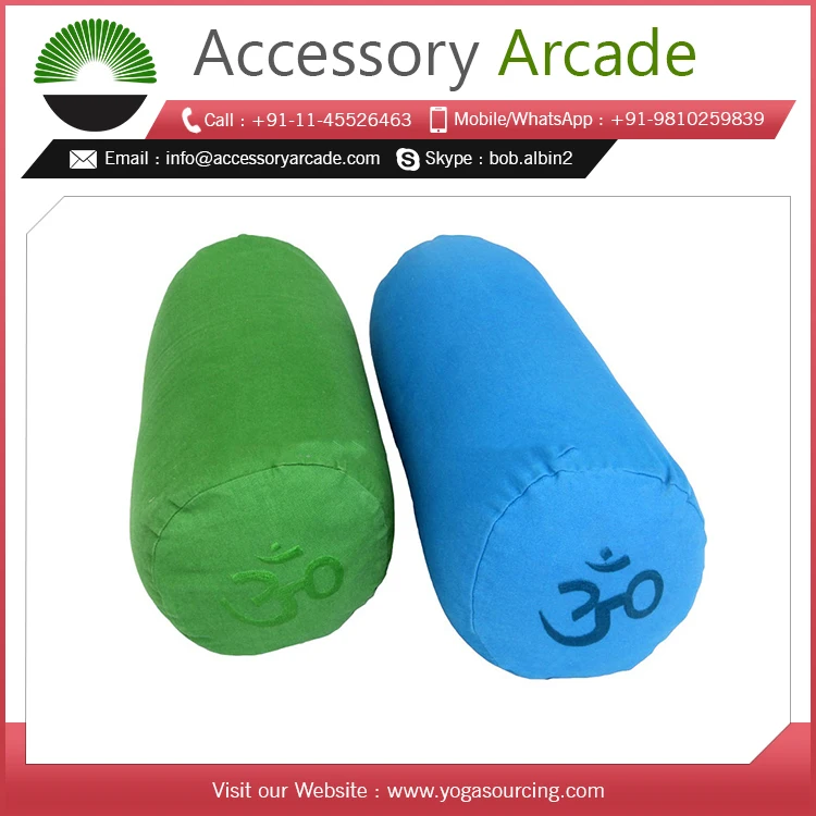 Embroidered Yoga Bolster pillow for yoga with multiple colors available in large quantity at wholesale prices