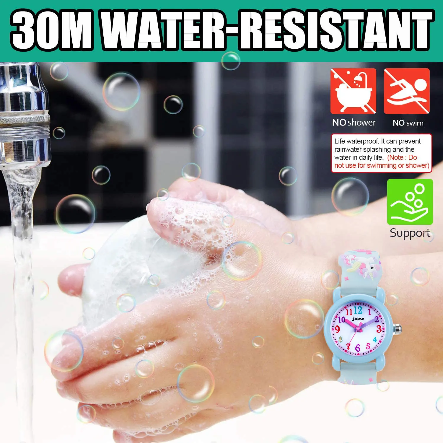 Children 3D Unicorn Cartoon Waterproof Toddler Quartz Wrist Watch Age 2-8 3 4 5 6 7 Toys Gifts Kids Girls Watch