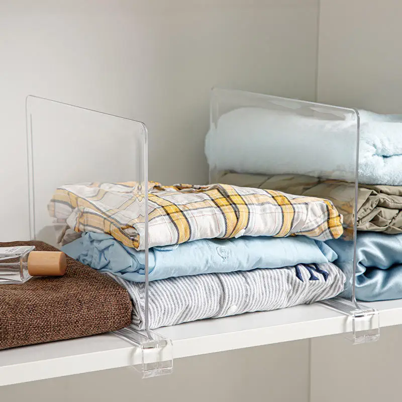 Hot Selling Transparent Wardrobe Clothes Sorting Partitions Book Classification Acrylic Partitions