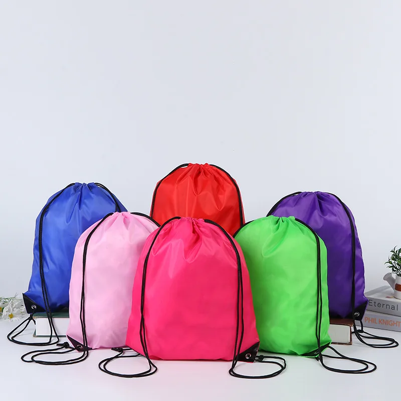 Polyester 210D travel drawstring sport polyester backpack Shoes shopping bags
