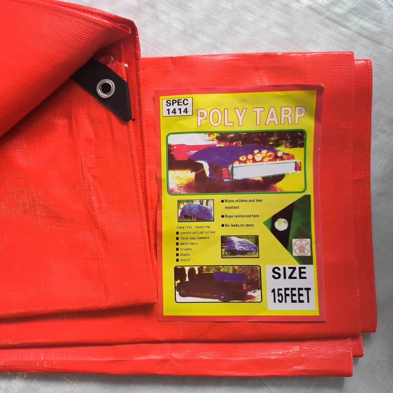 Hight Quality 100gsm 110gsm 120gsm Pe Tarpaulin Orange Polyethylene Tarp Waterproof Tent Plastic Sheet Pe Tarp factory