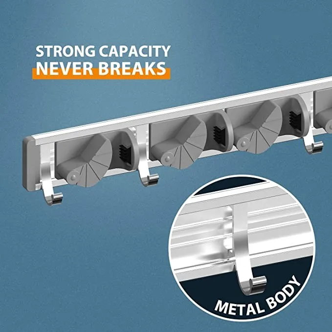 Mop Broom Holder Wall Mount Metal Pantry Organization and Storage Garden Kitchen Tool Organizer Wall Hanger for Home Goods