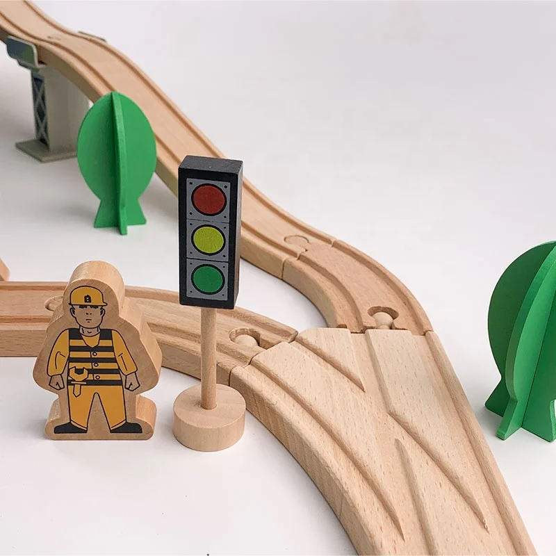 Table Children Train Railway Classic Wood Mini Track for Kids Wooden Model Set Train Slot Toys