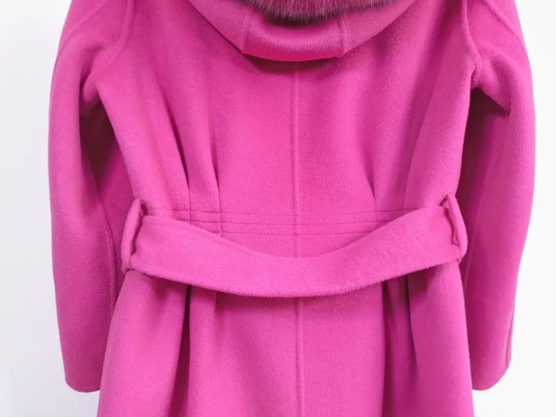 Winter Fur Minimum Order Customized Quantity Solid Cashmere Wool Fox Fur Coat For Women