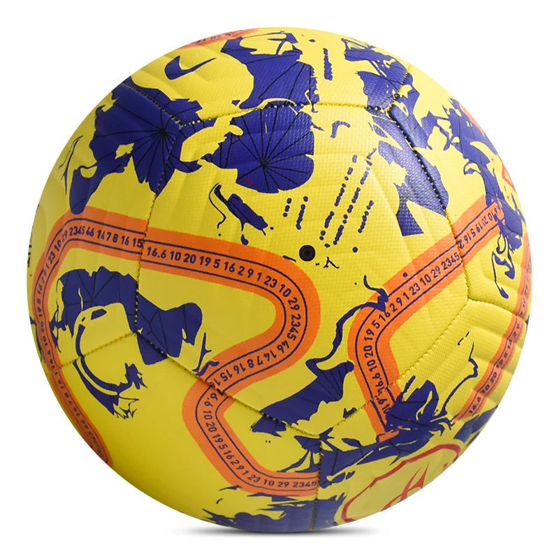 Match Design Yellow and Purple Color Size 5 Official Pu Thermal Bonded Football With Professional Quality