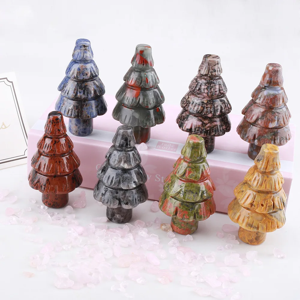 Hot Sale Nature Crystal Quartz Carving Christmas Trees Crystal Crafts Healing for Christmas Decoration