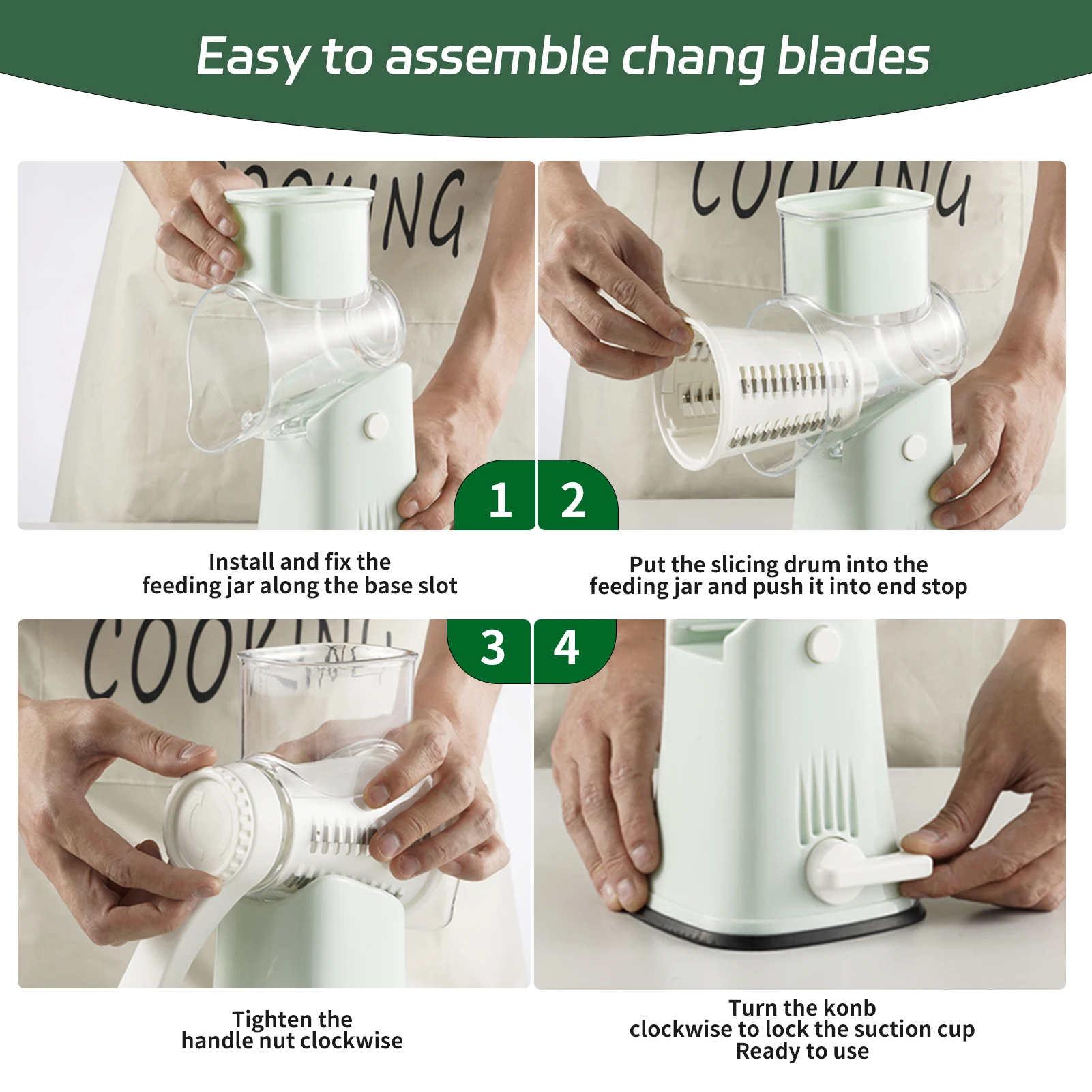 Multifunction Rotary Cheese Graters Vegetable Shredder Waffle Slicer Mandoline Slicer For Kitchen With Button Lock