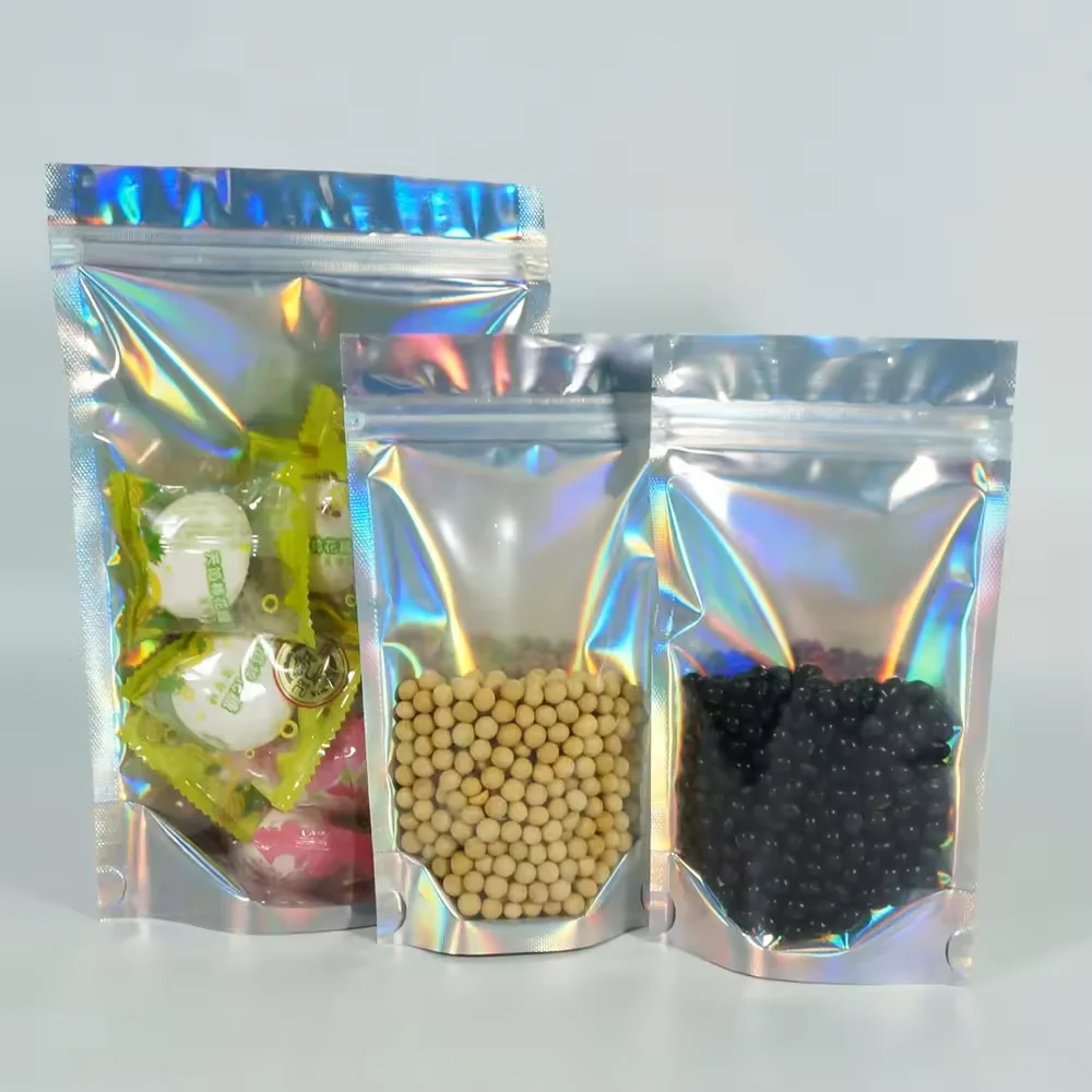 Factory Wholesale Moisture-Proof Doypack Stand Up Pouch Brown Kraft Paper Clear Window Zip Lock Plastic Bag Tea Snacks Plain