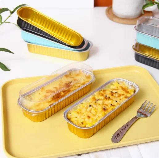 BZ Factory Price Hot Sale 200ml Customized Colorful Rectangular Aluminum Foil Tray for Baking Chicken Durian Food Safely