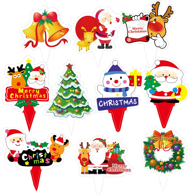 50pcs Christmas cake topper Santa Claus tree baking decoration for cake decorating supplies