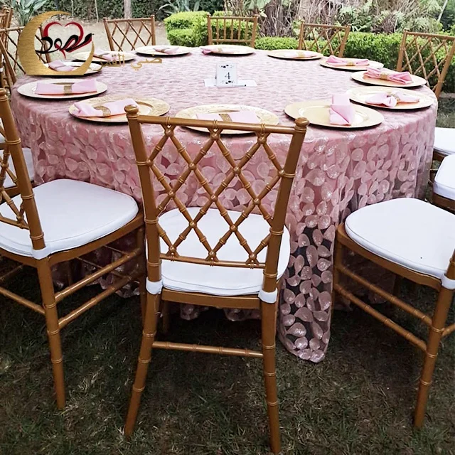 Оптовая продажа Дубайский Золотой Банкетный Свадебный стул chiavari с алюминиевой