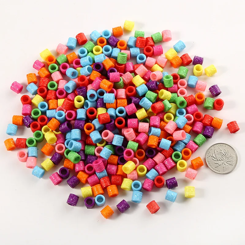 Wholesale Kids Hair Diy Hand Beading Solid Color Large Hole Beads Dirty Braid Hair Bead