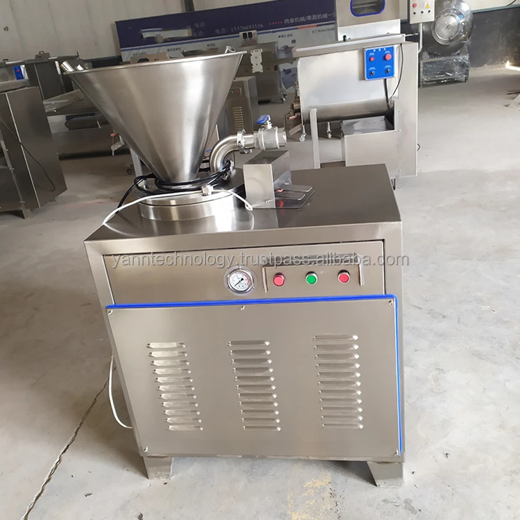 200kg/h Automatic Small Mini Hydraulic Piston Mortadella Enema Sausage Filler machine Nozzle linker Making Machine