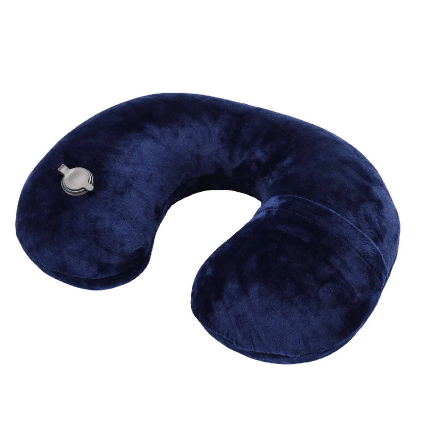 Factory Customizable Autoinflation Crystal Velvet Inflatable Neck Pillow Portable Rectangle Cushion for Camping Folded Design