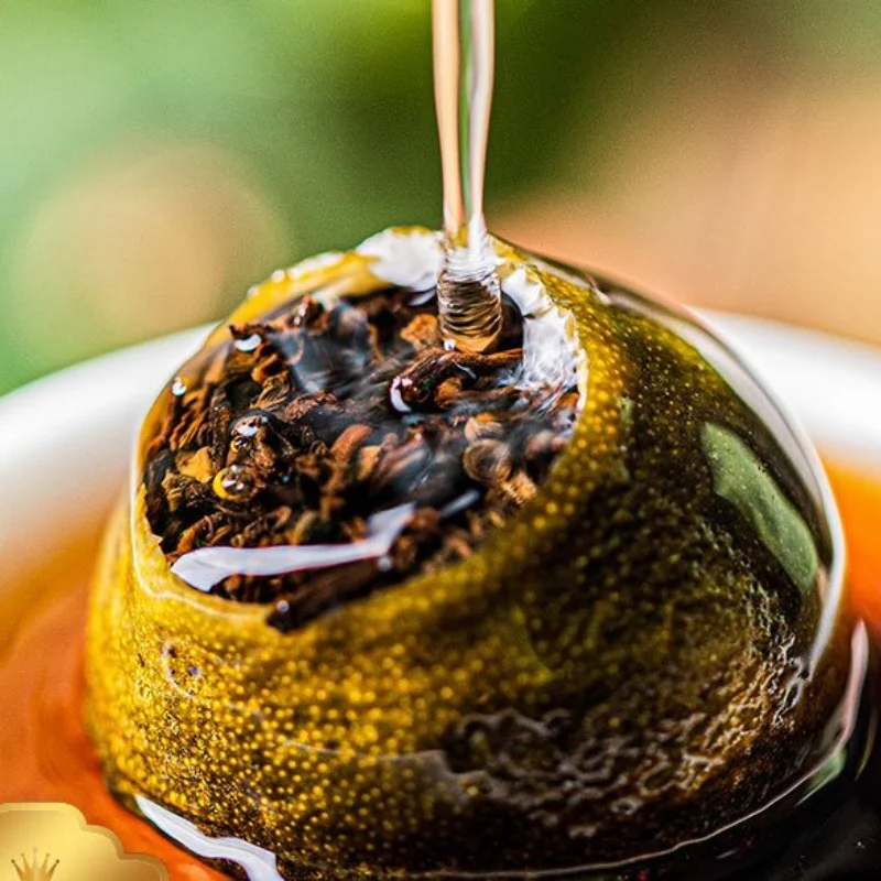 Zongxinhui small green orange Puer tea gift box with Yunnan palace Puer tea supporting tea set wholesale 160g