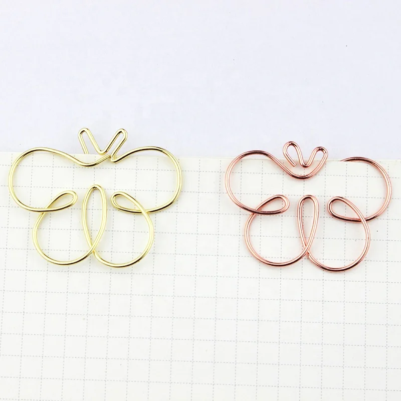 Симпатичный зажим для бумаги из розового золота/золотого цвета в форме бабочки, металлический зажим для бумаги в виде животного