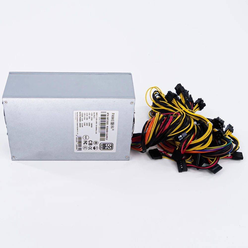 ATX Gold Minging Power Supply 2000w 1600w 1800w Support 8 GPU for ETH BTC Ethereum Black Computer multiplex single voltage 220V