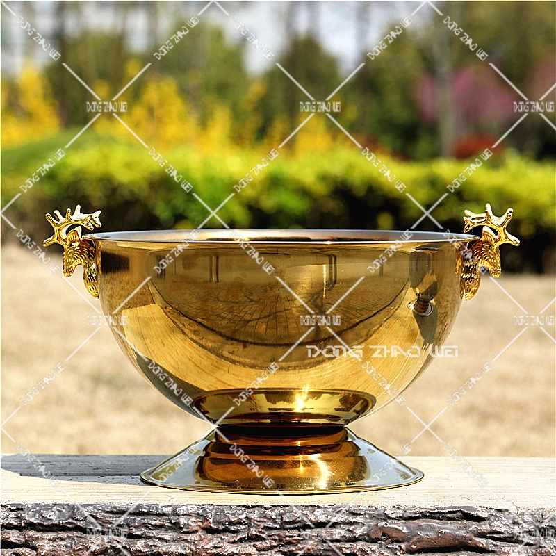 Custom Logo Metal Bottels Bucket Beer Cooler beverage tub Custom Stainless Steel Wine Champagne Bowl lce Bucket for 6 bottles