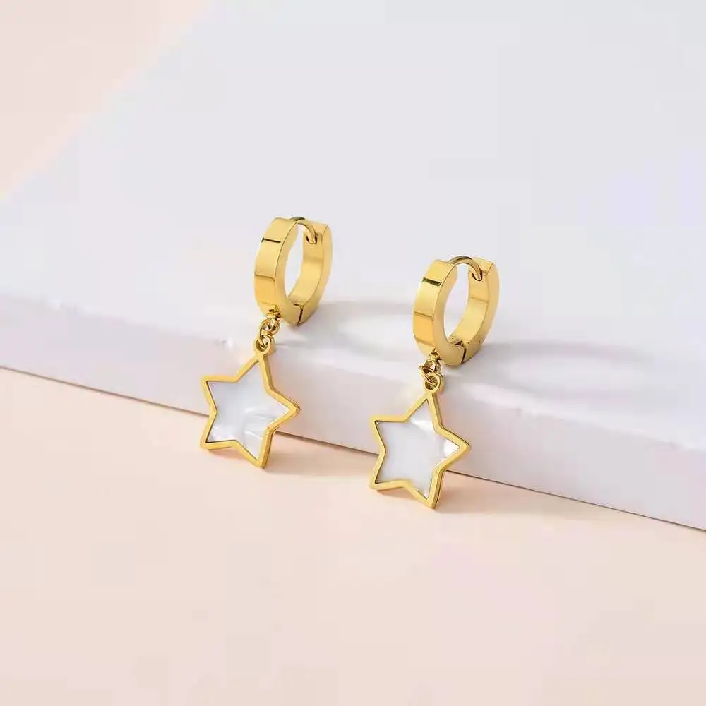 
2021 trendy charm bling korean titanium earring jewelry moon and star earrings 