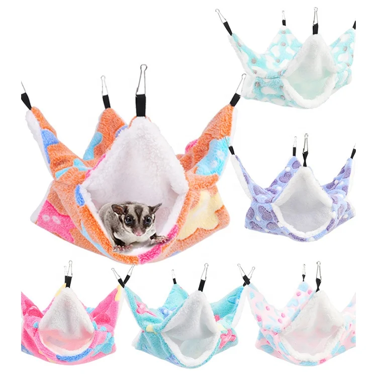 Spring Autumn Warm Bed House Cage Toys Cute Double Hammock Hamster Warm House