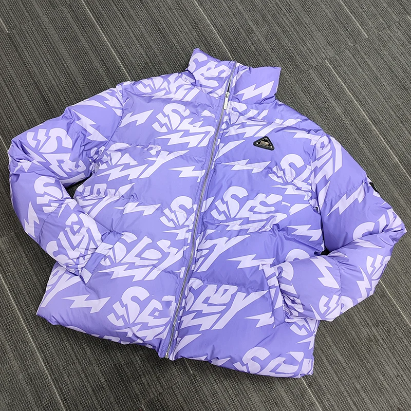 Streetwear Custom Brand Logo Zipper Bubble Down Puff Man Winter Coats Jacket Men