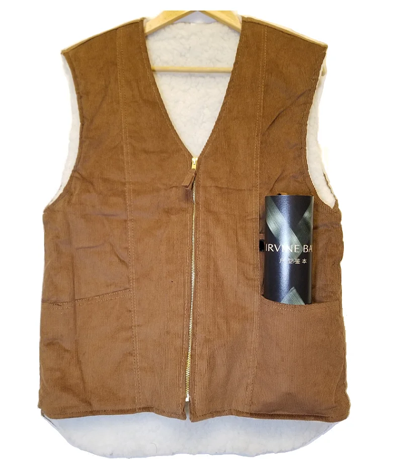 
Corduroy faux fur outdoor working vest 