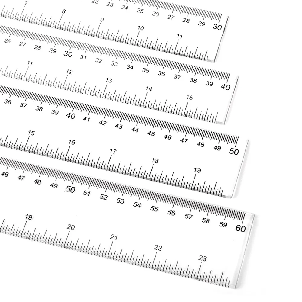 SINOART 20/30/40/50/60/100cm Clear Straight Ruler Plastic Ruler With graduation both in metric & inch