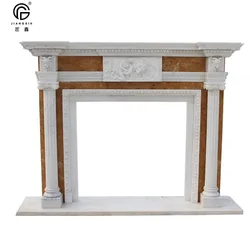 Natural stone classic European design hand carved fireplace surround