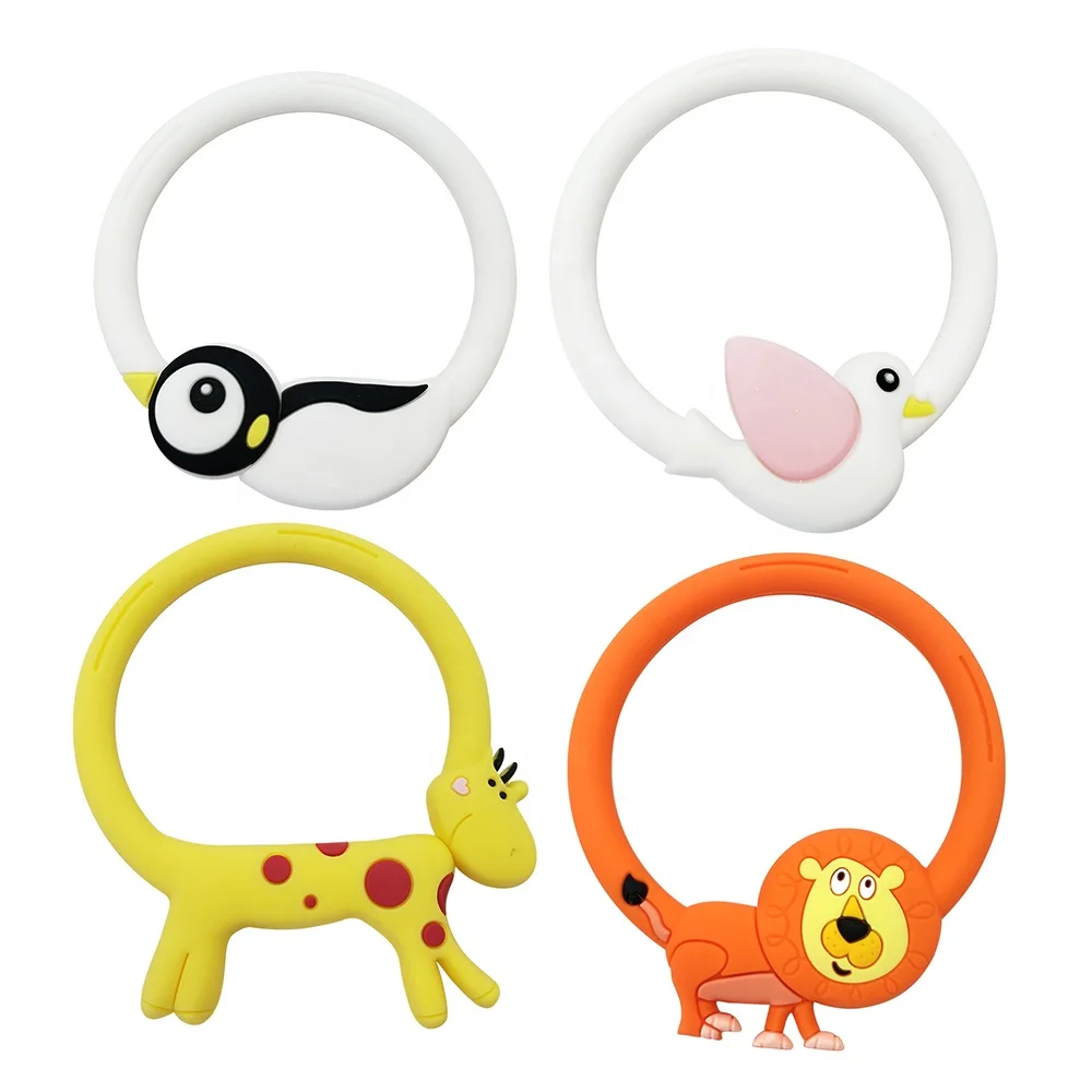 Silicone Soft Teething Bracelet Silicone Safe Cute Animal Teething Ring Toy For Baby