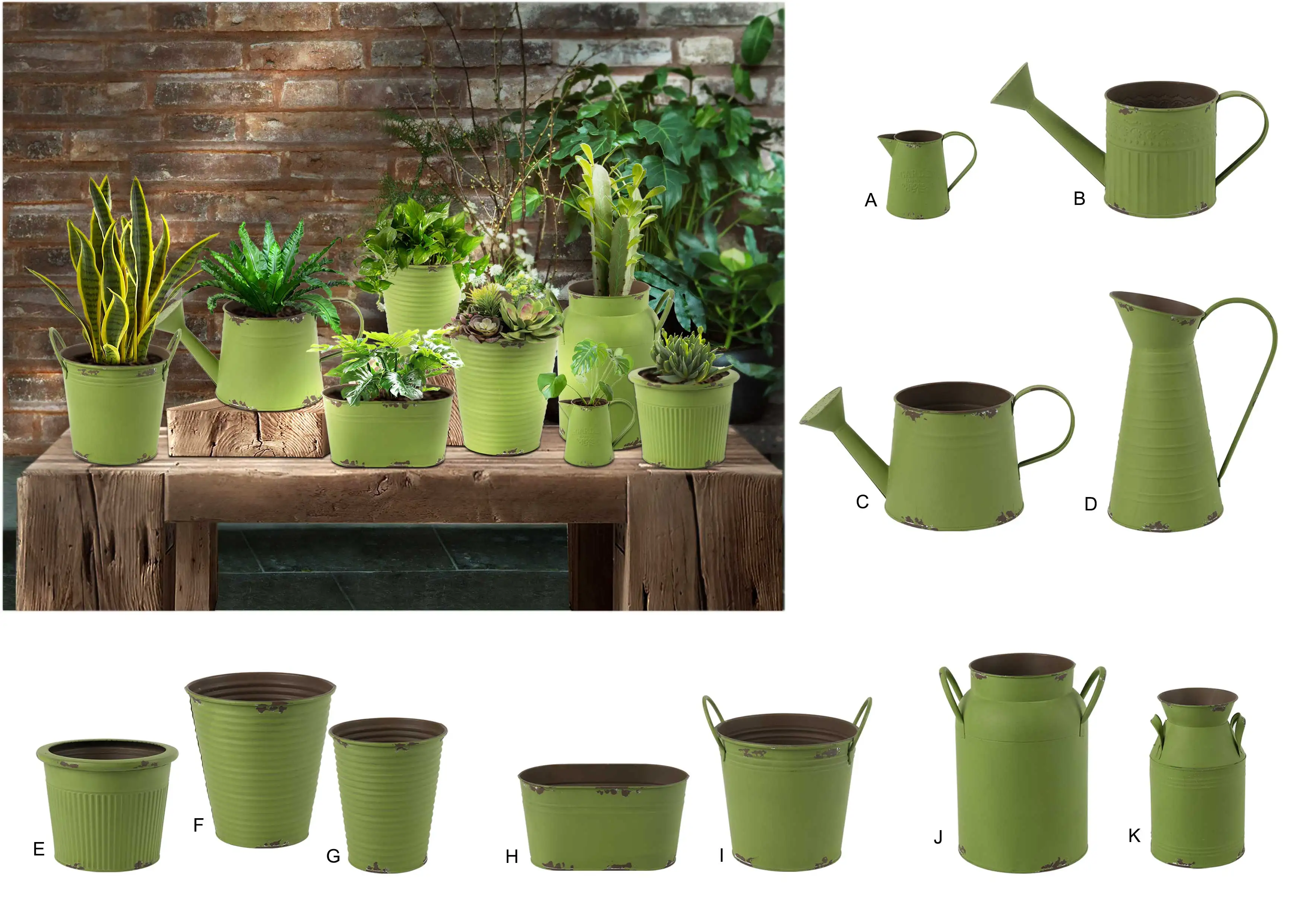 wholesale garden plant pot metal jug can antique  colour pastoral decor flower vases centerpieces ornament container packing