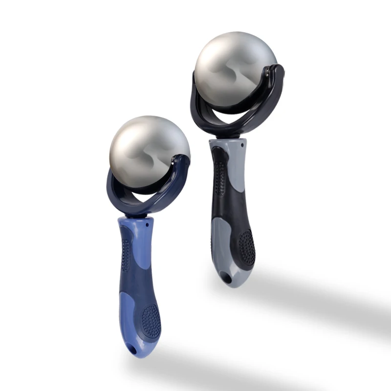 customization Hand-held Stainless Steel Ice Roller Massager With Handle Relaxes Muscle pain Cold Physiotherapy Massage Ball
