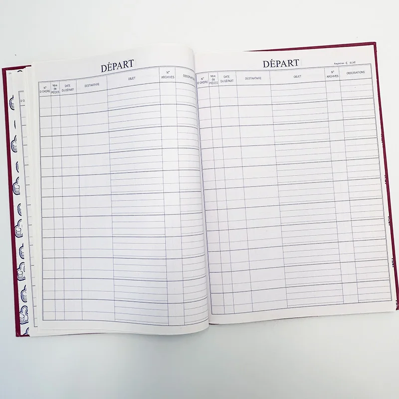 Depart Arrivee Notebook Recording notebook Hard Cover Register Transmission